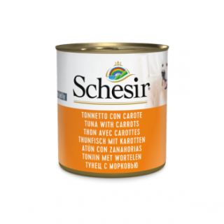 Hrana umeda pentru caini Schesir Adult cu ton si morcovi 285 g