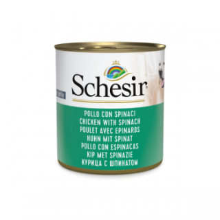 Hrana umeda pentru caini Schesir cu pui si spanac 285 g