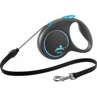Lesa Flexi Black Design Snur M: 5m/20kg, NEGRU si  ABASTRU 12262
