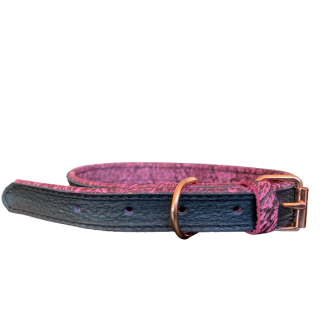 Zgarda Pentru Caini, Exo, Piele, 45 cm/25 mm, Negru/Roz