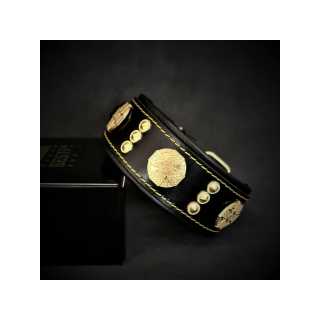 Bestia Zgarda Maximus, Piele Naturala, Caini Talia S, Negru/Auriu