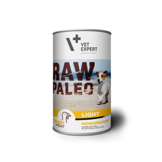HRANA UMEDA PENTRU CAINI, RAW PALEO LIGHT, CONSERVA MONOPROTEICA, CURCAN, 400 G