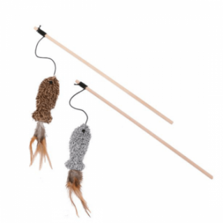 Jucarie pentru pisici Enjoy, Undita din lemn 40cm