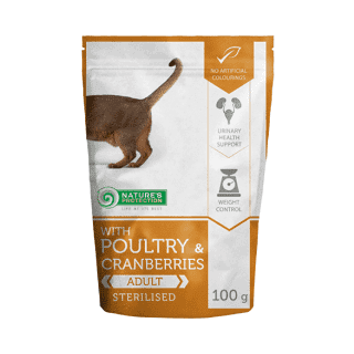 NATURES PROTECTION Sterilised, Pasăre cu Afine, hrană umedă fără cereale pisici sterilizate, 100g