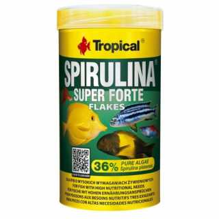 Tropical Hrană pesti, din plante sub formă de fulgi , granule sau chips cu scufundare lenta, SPIRULINA FORTE Tropical Fish, 36% 250ml/ 50 GR.