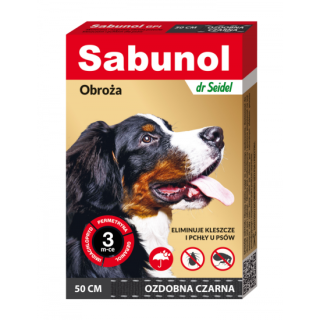 DR.Seidel Zgarda antiparazitara caini, SABUNOL DOG GPI, 10-25 KG. Neagra, 50 cm